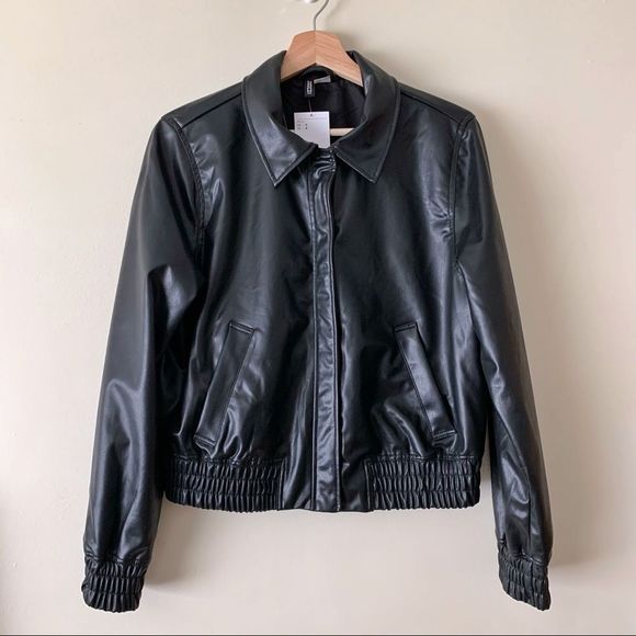 H&M Bomber Style Faux Leather Jacket - Picture 1 of 8